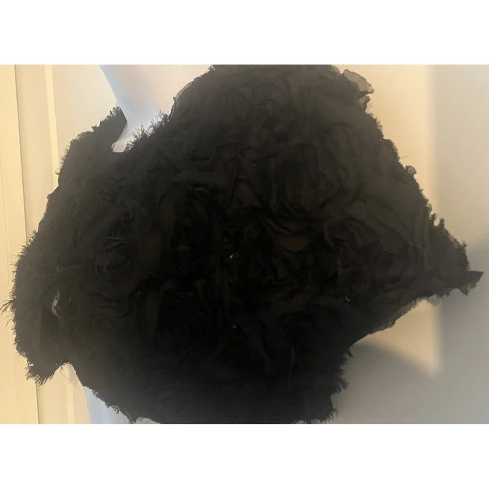 Zarina’s Fashion Atelier Women’s Black 3D Rosette Bolero Caplet Women size L